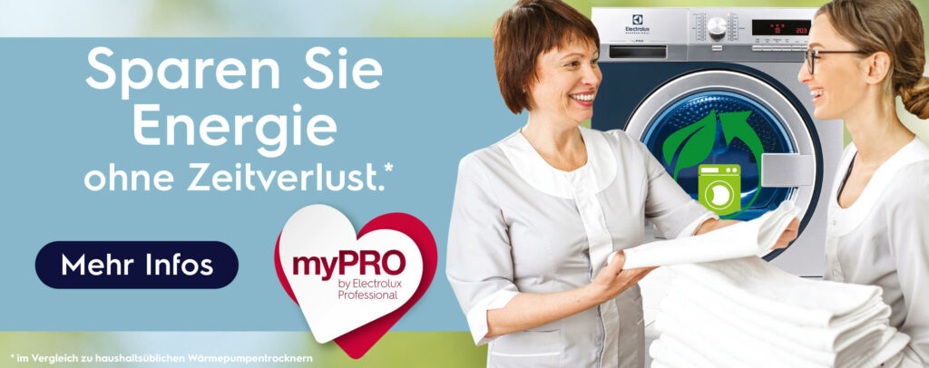 Sparen Sie Energie ohne Zeitverlust mit myPRO Waschmaschinen, Trockner und Mangeln von Electrolux Professional