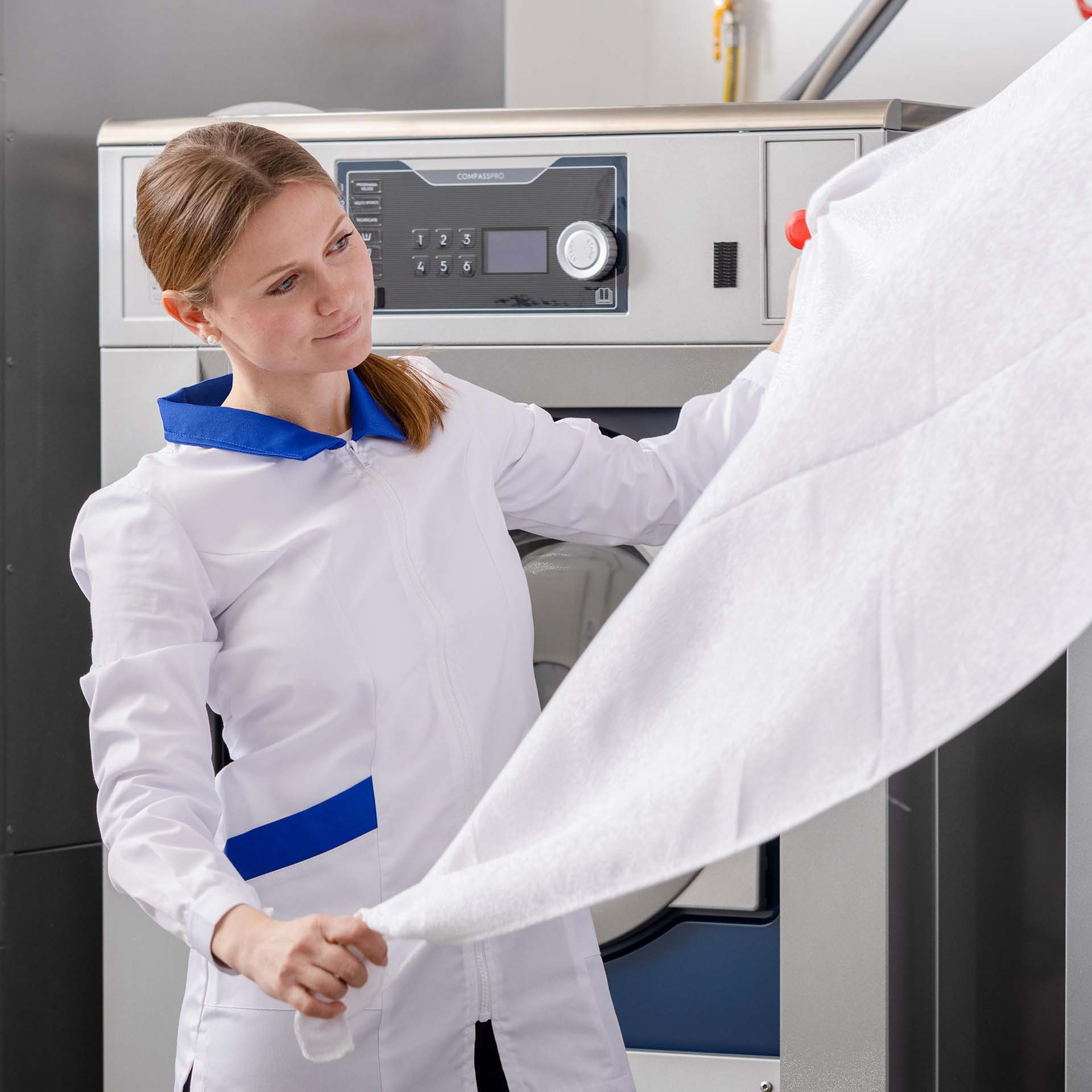 Efficient Commercial Laundry Services with Advanced Drying Equipment.