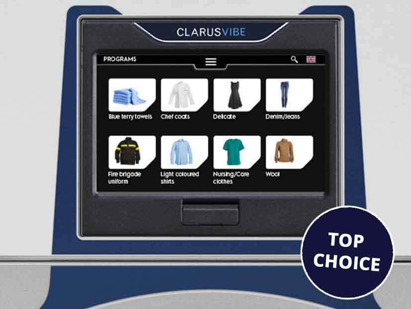 Die ClarusVibe-Steuerung von Electrolux Professional bietet eine intelligente und mühelose Möglichkeit, den Waschprozess zu verwalten.