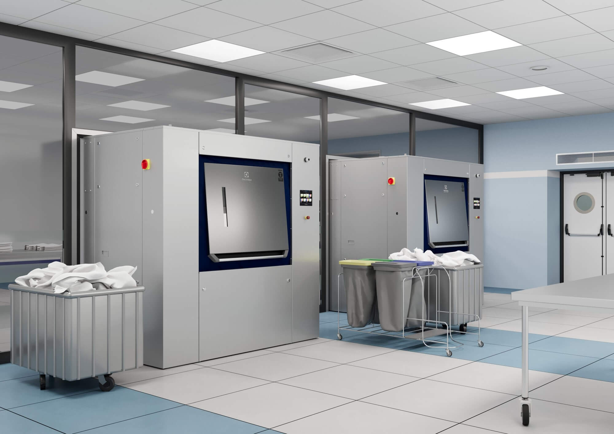EPR-Pullman Barrier Washers-dirty side-room_72dpi (1) Maschinenlösungen für die professionelle Hygienewäsche von Reinigungstextilien von Electrolux Professional