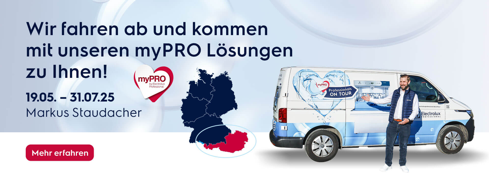 myPRO Roadshow – für Sie auf Tour in Österreich mit Geräten von Electrolux Professional