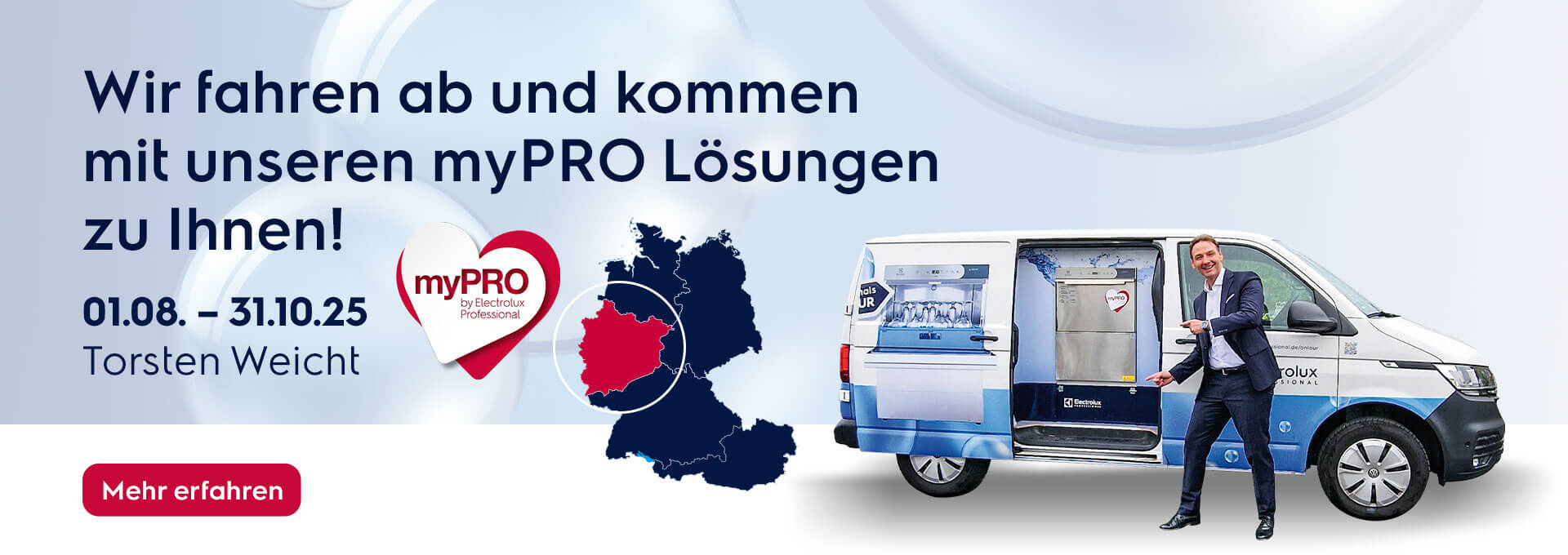 myPRO Roadshow – für Sie auf Tour in Westdeutschland mit Geräten von Electrolux Professional