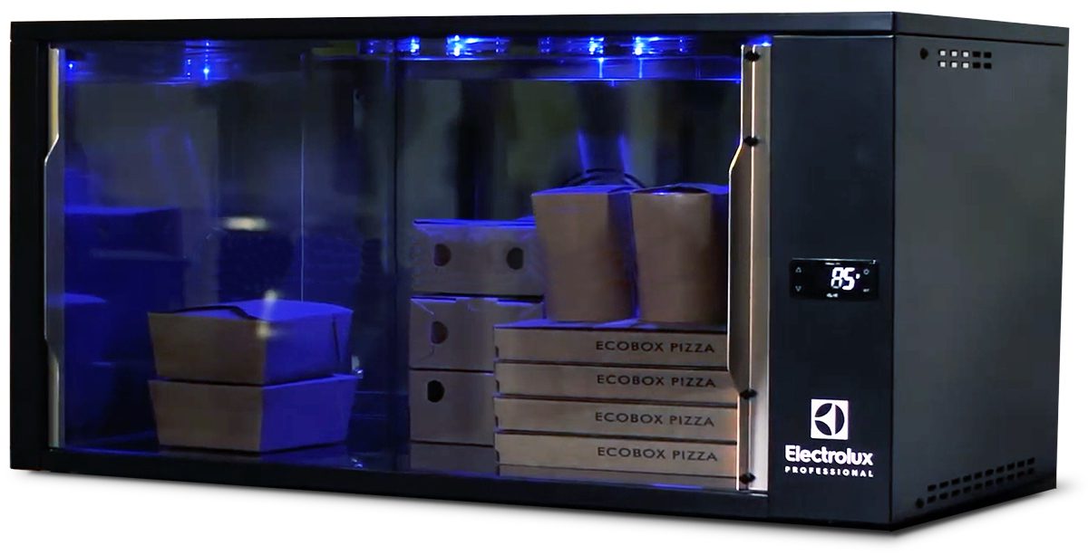 SafeBox Hold varmeskab kan rumme op til 3 store papirposer eller op til 10 pizzaæsker
