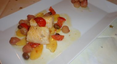 Baked Codfish with potatoes and “lampascioni”