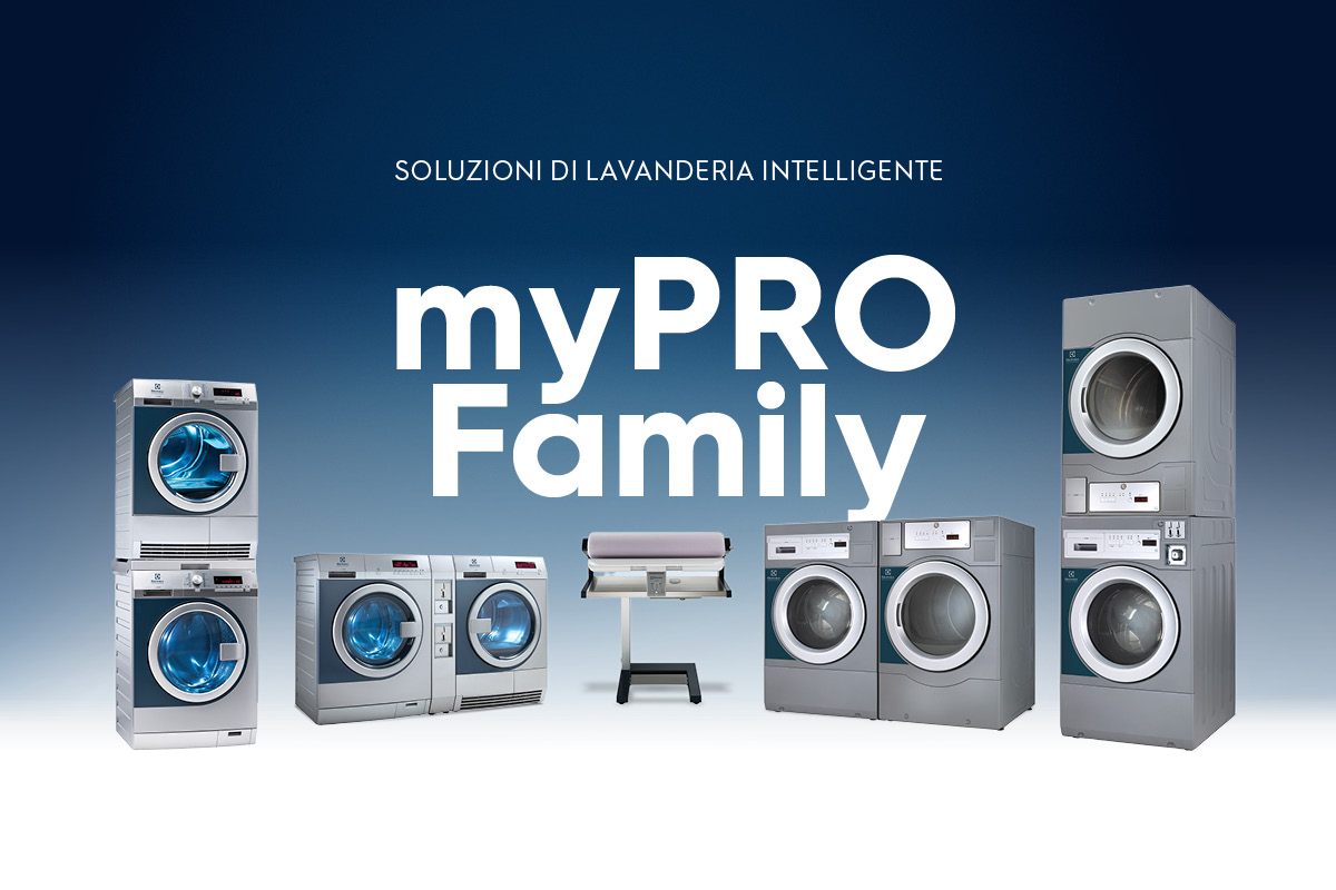 myPRO Family di Electrolux Professional: lavatrici, essicatoi e mangani