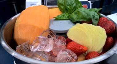 fruits in a food processor