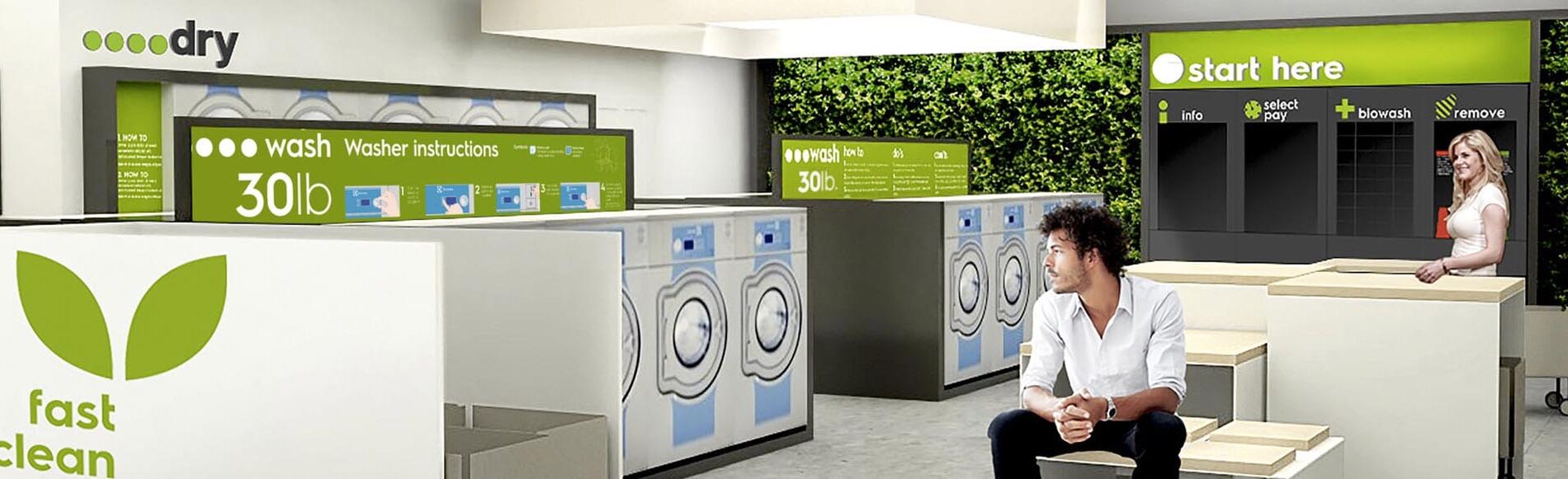 Eco-friendly laundry room featuring Commercial Washer and Dryer