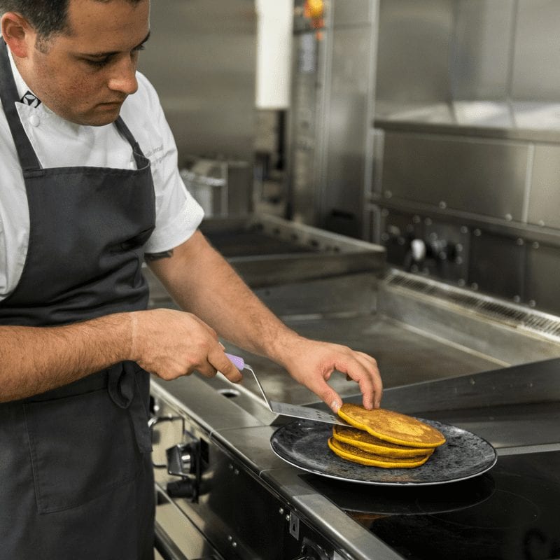 Chef Corey making pumpkin pancakes