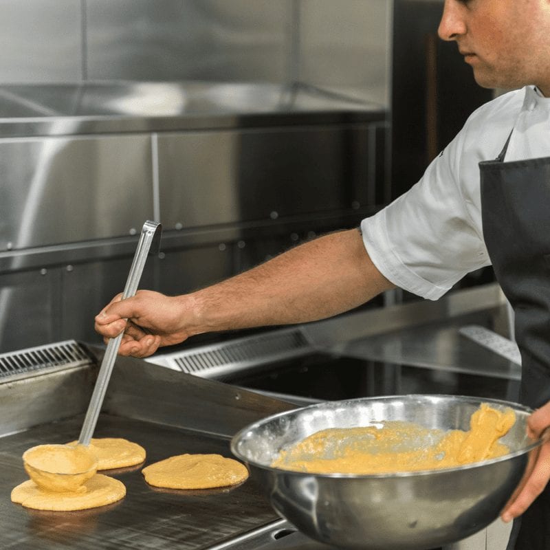 Chef Corey making pumpkin pancakes