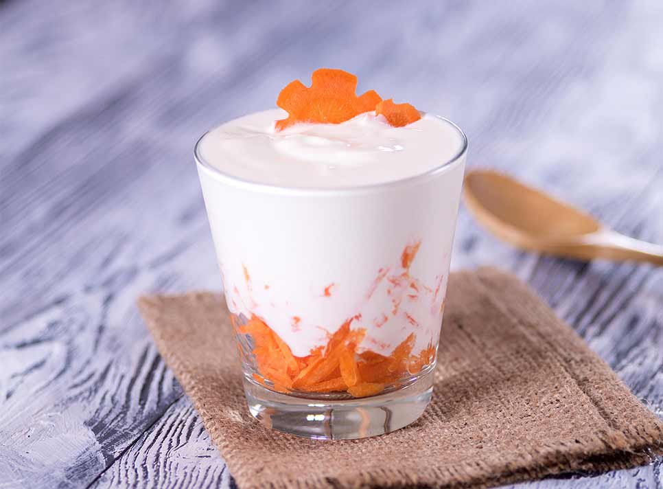 yogurt with carrots and blast chiller