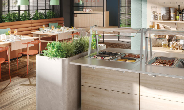 Restaurant with buffet section