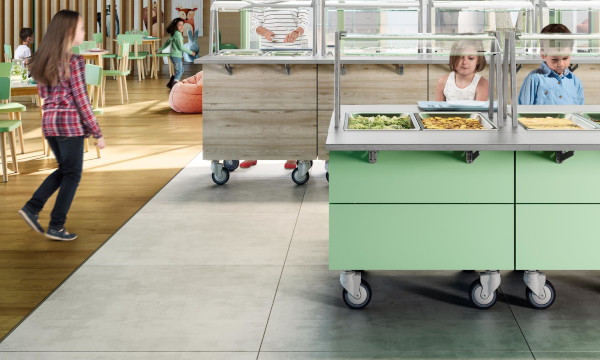 Children at a buffet-style canteen